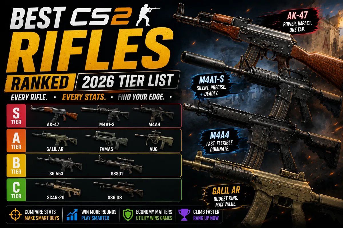 Best CS2 Rifles | Complete Weapon Tier List (2026)