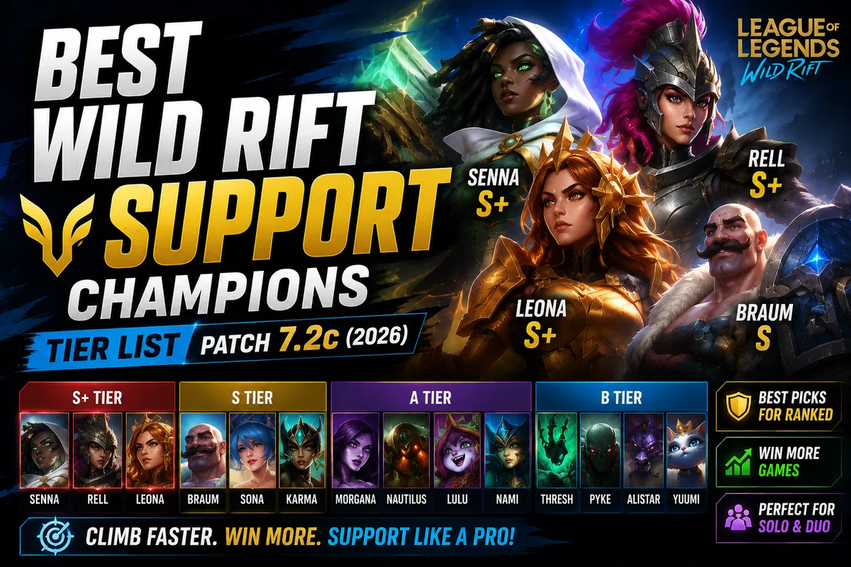 Best Wild Rift Support Champions | Tier List for Patch 7.2c (2026)