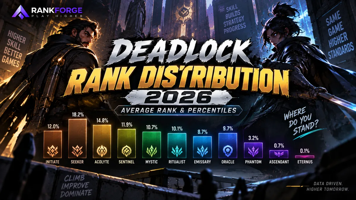 Deadlock Rank Distribution 2026 | Average Rank & Percentiles