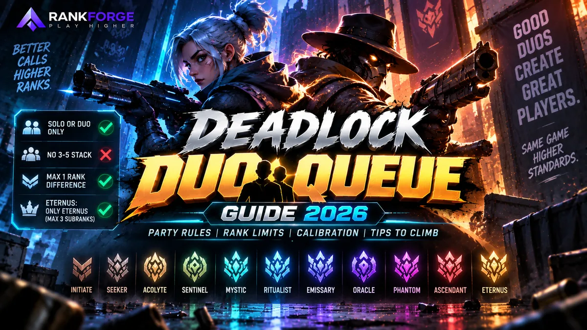 Deadlock Duo Queue Guide | Party Rules, Rank Limits & Climbing 2026